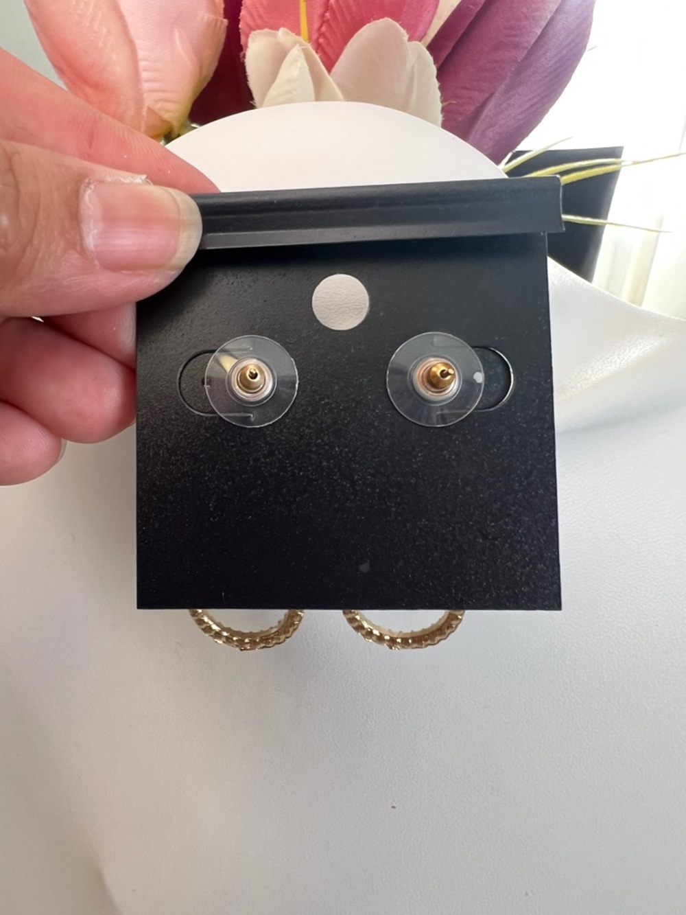 Saks Fifth Avenue Gold Diamond Shape Dangling Earrings - Picture 3 of 5